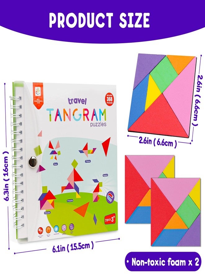 CZTCDP Travel Tangram Puzzle with 2 Sets Magnetic Jigsaw Boards & 368 Patterns and Solutions, Montessori STEM Airplane & Road Trip Games, Educational Brain Teaser Toy Gift for Kids & Adults - Image 4